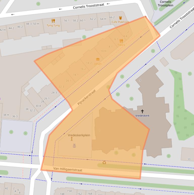 Kaart van postcodegebied 1072JT.