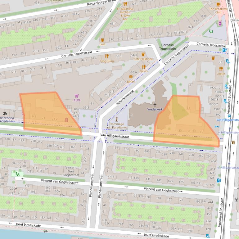 Kaart van postcodegebied 1072JX.