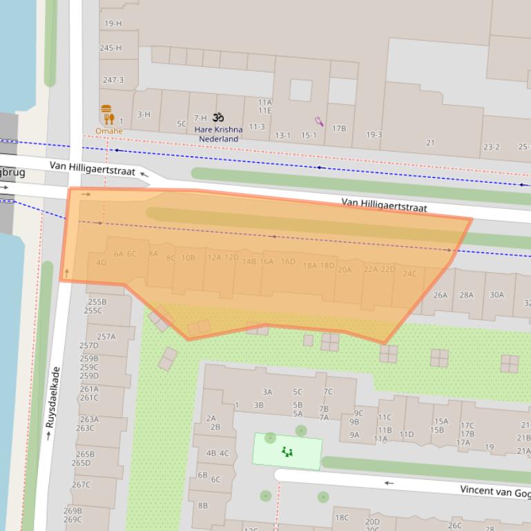 Kaart van postcodegebied 1072JZ.