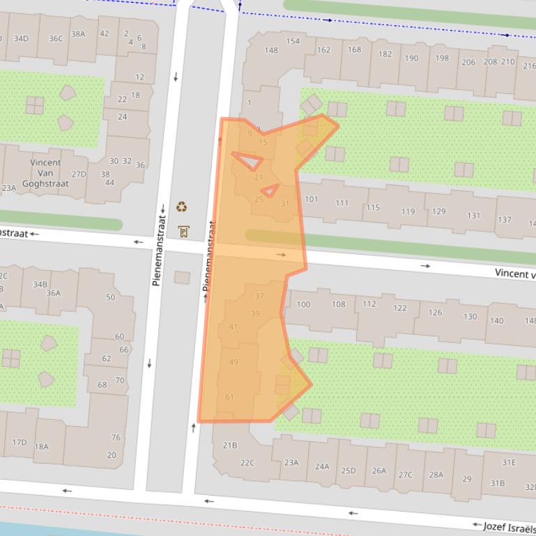 Kaart van postcodegebied 1072KE.