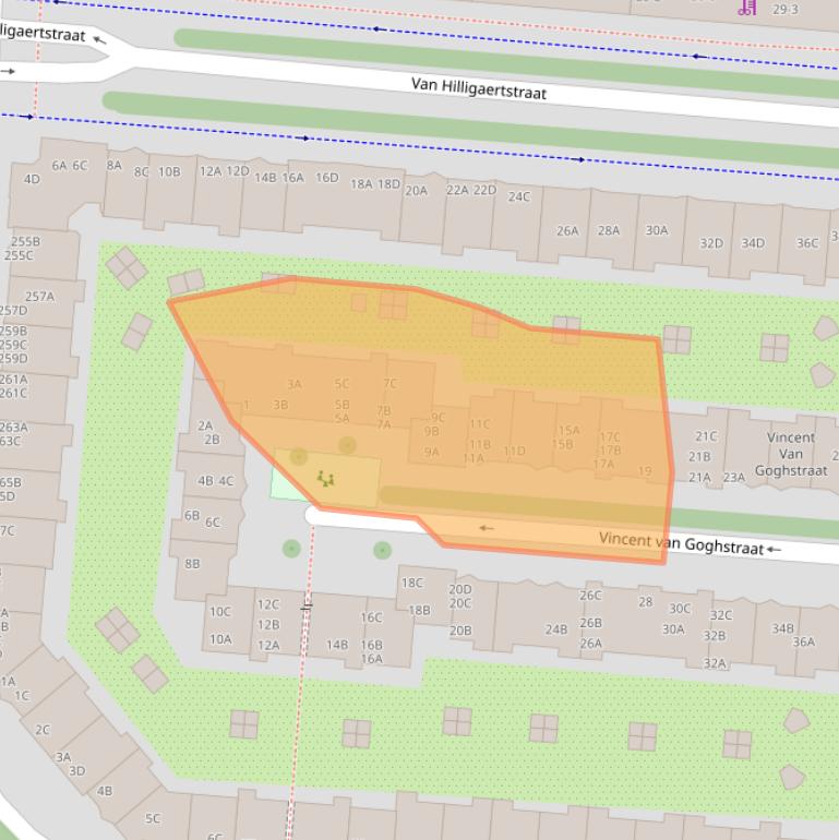 Kaart van postcodegebied 1072KJ.