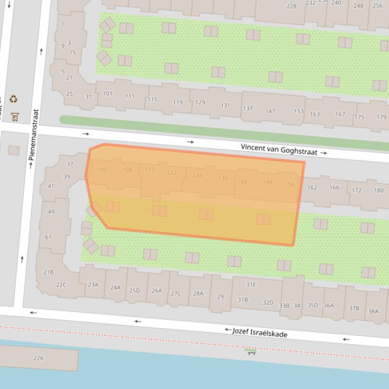 Kaart van postcodegebied 1072KW.