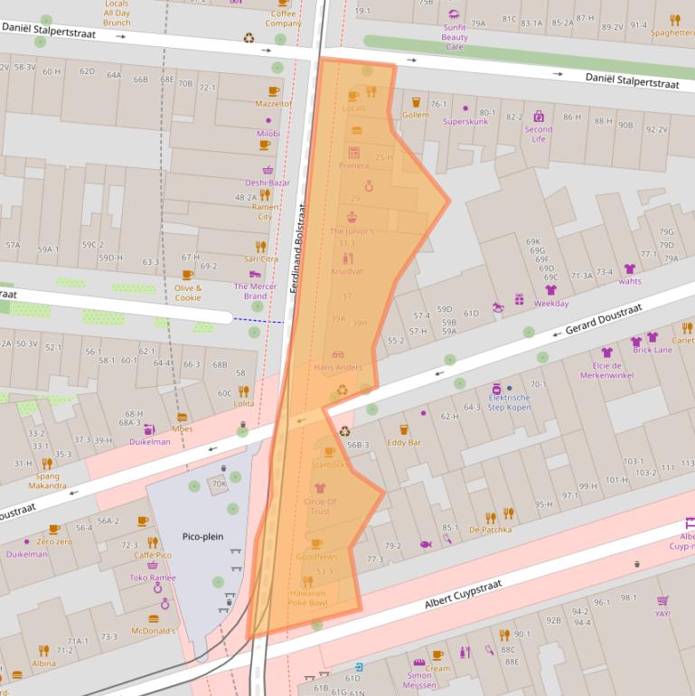 Kaart van postcodegebied 1072LB.
