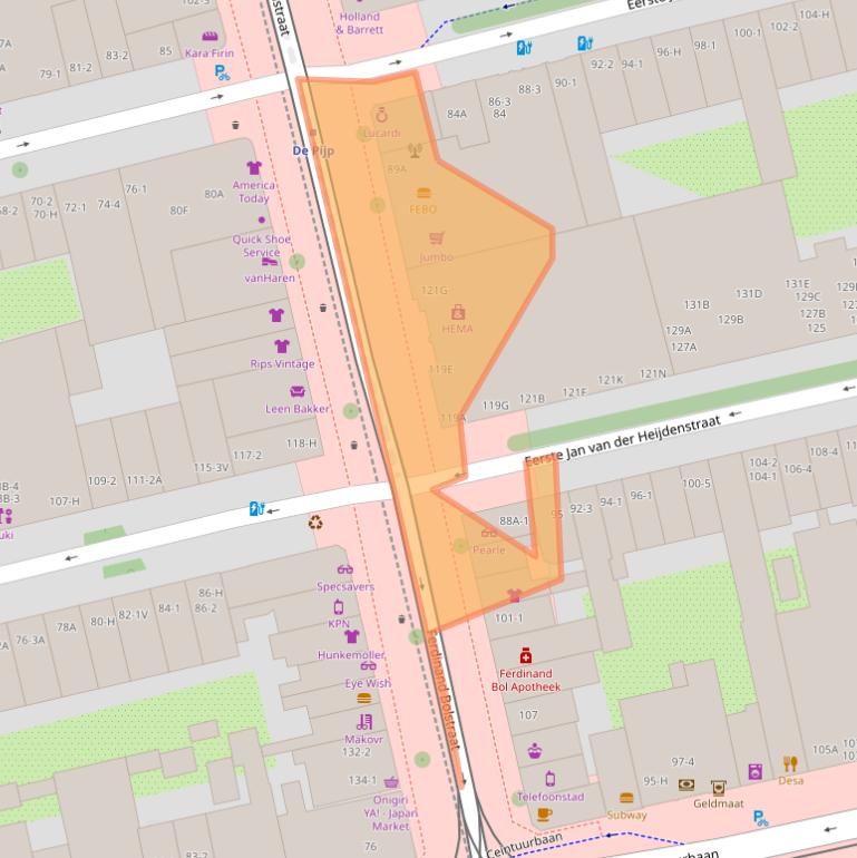 Kaart van postcodegebied 1072LD.