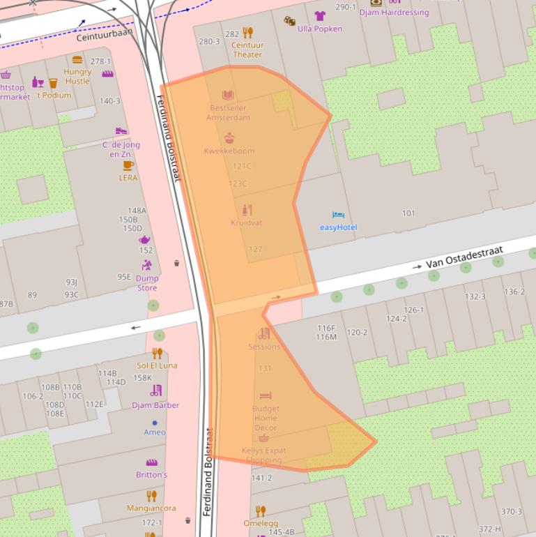 Kaart van postcodegebied 1072LG.
