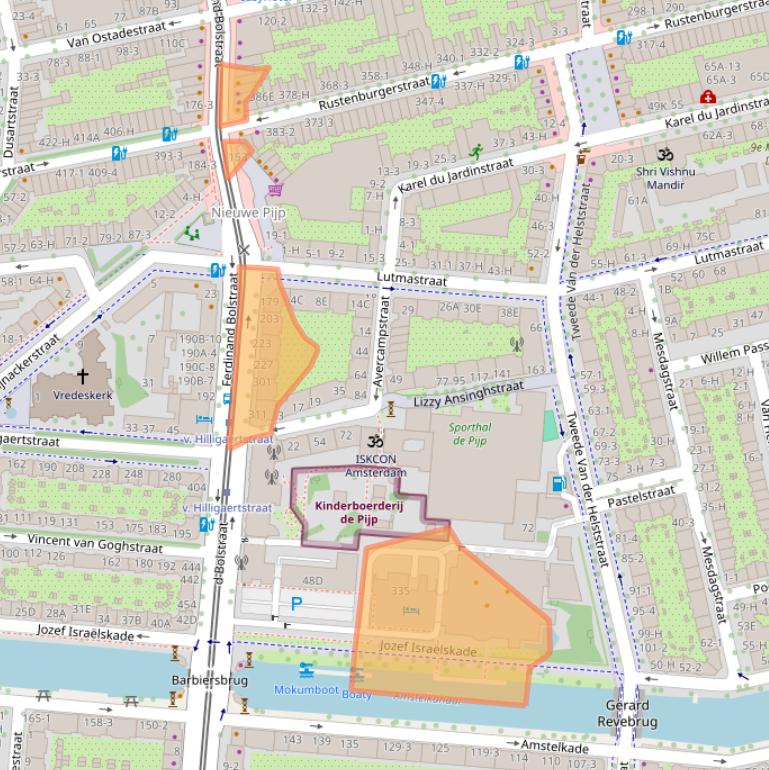 Kaart van postcodegebied 1072LH.