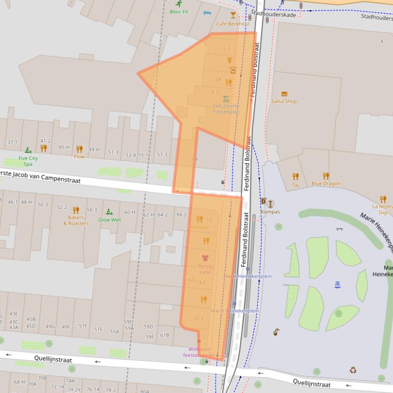 Kaart van postcodegebied 1072LJ.