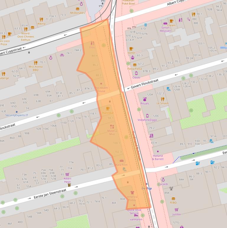 Kaart van postcodegebied 1072LN.