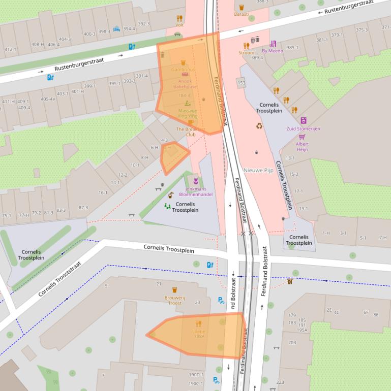 Kaart van postcodegebied 1072LV.