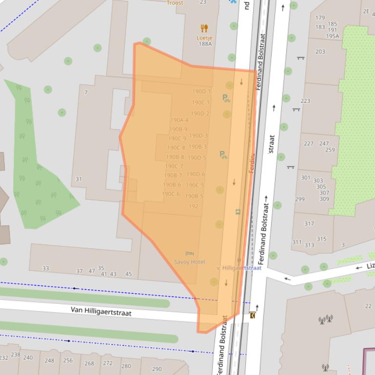 Kaart van postcodegebied 1072LW.