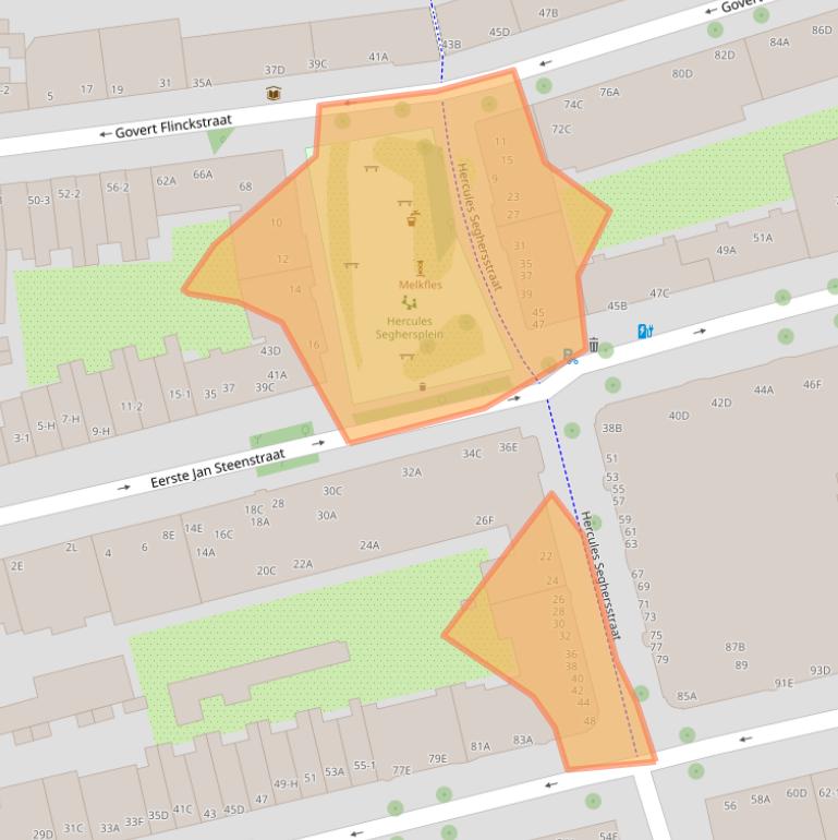 Kaart van postcodegebied 1072LZ.