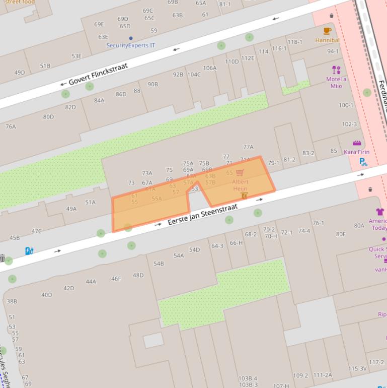 Kaart van postcodegebied 1072NC.