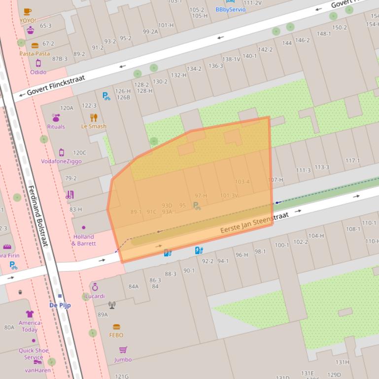 Kaart van postcodegebied 1072NG.