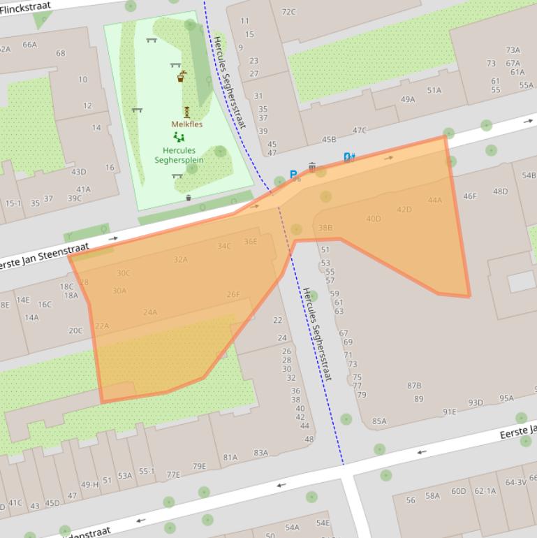 Kaart van postcodegebied 1072NL.