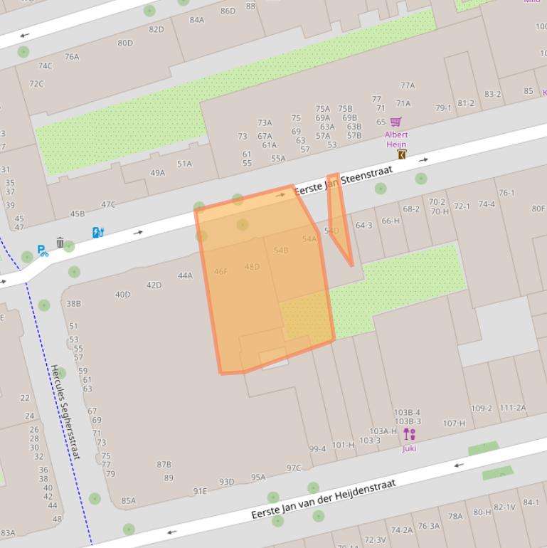 Kaart van postcodegebied 1072NM.
