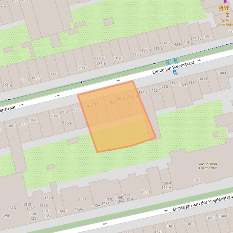 Kaart van postcodegebied 1072NS.