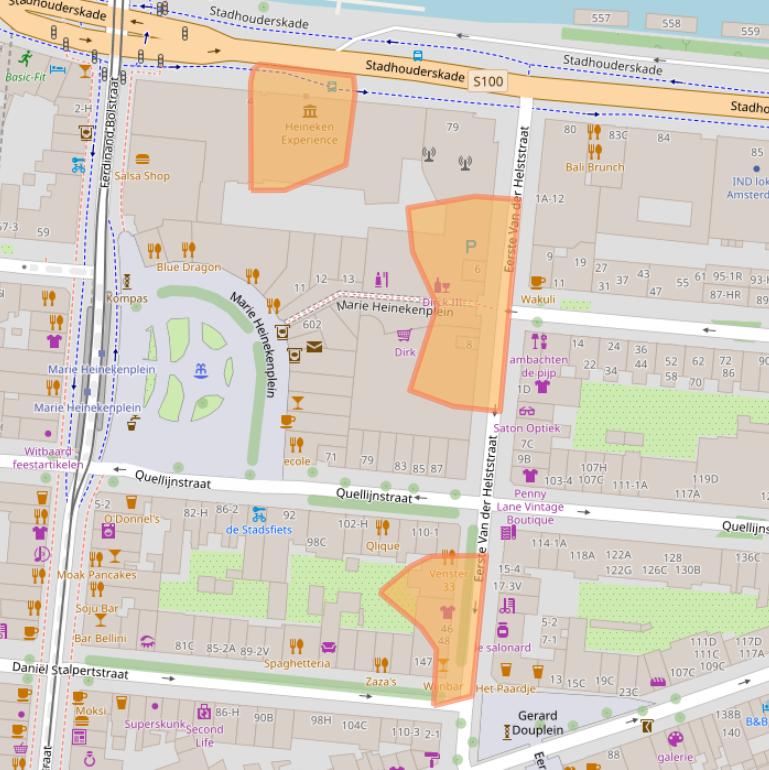 Kaart van postcodegebied 1072NV.