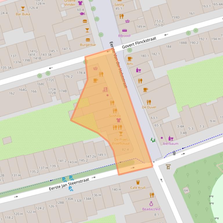 Kaart van postcodegebied 1072NZ.