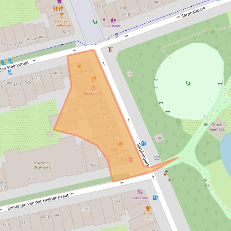 Kaart van postcodegebied 1072PA.