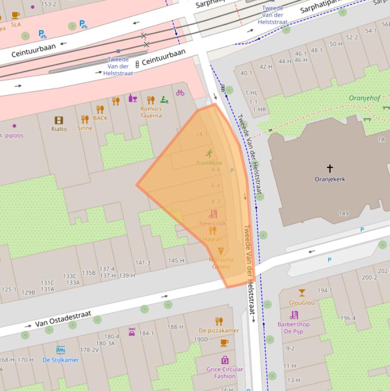 Kaart van postcodegebied 1072PC.