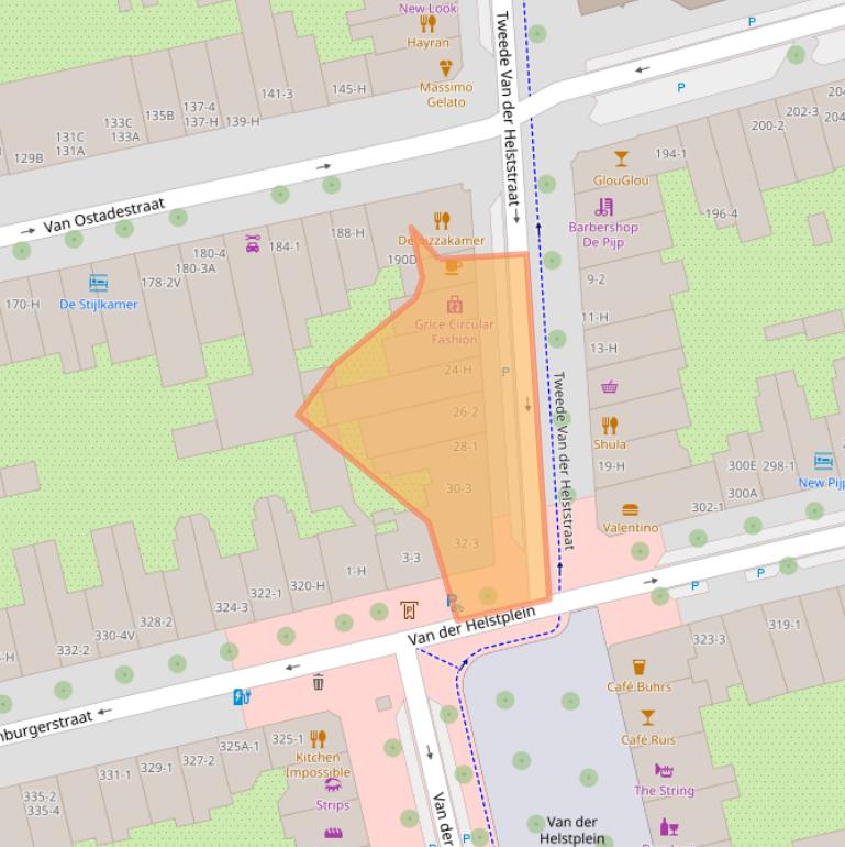 Kaart van postcodegebied 1072PD.