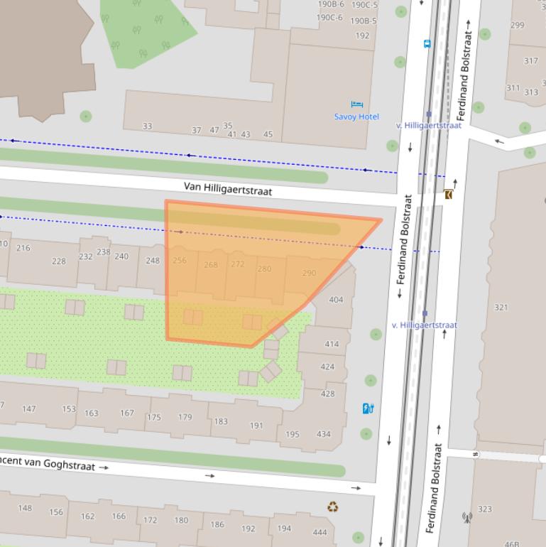 Kaart van postcodegebied 1072PN.