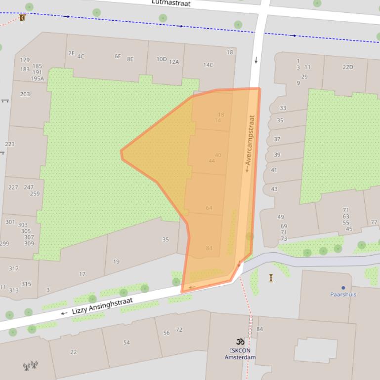 Kaart van postcodegebied 1072RB.