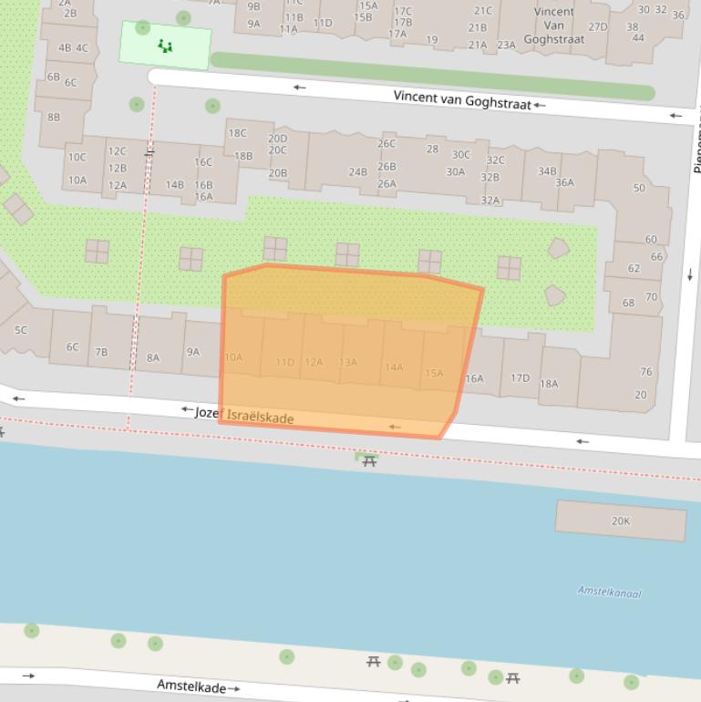 Kaart van postcodegebied 1072RT.