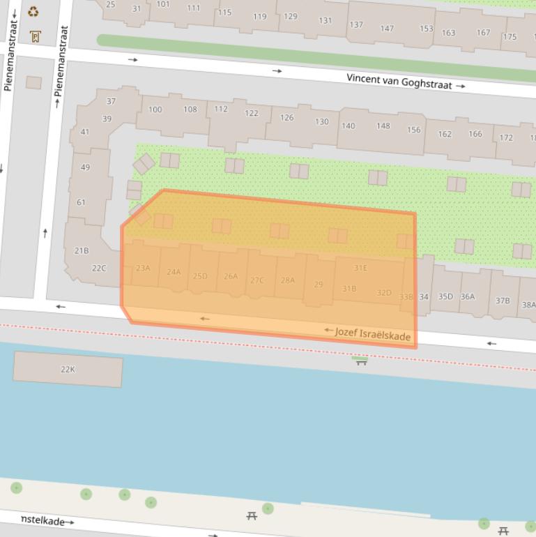 Kaart van postcodegebied 1072RW.