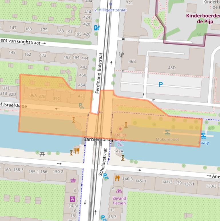 Kaart van postcodegebied 1072RX.