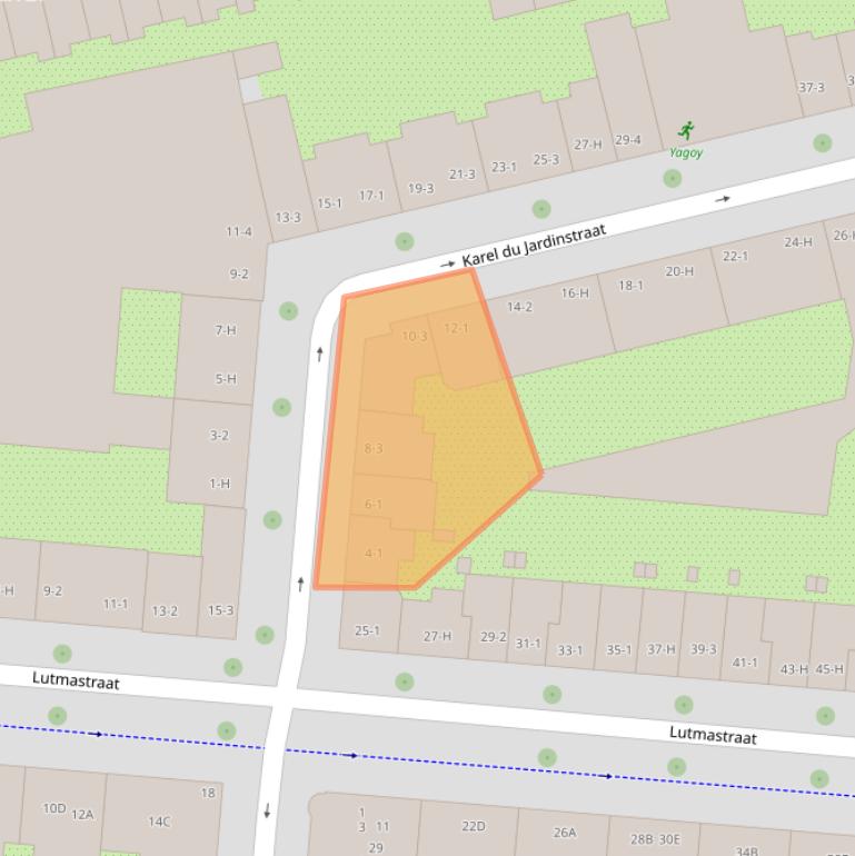 Kaart van postcodegebied 1072SH.