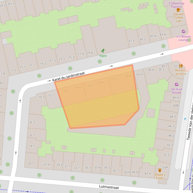 Kaart van postcodegebied 1072SJ.