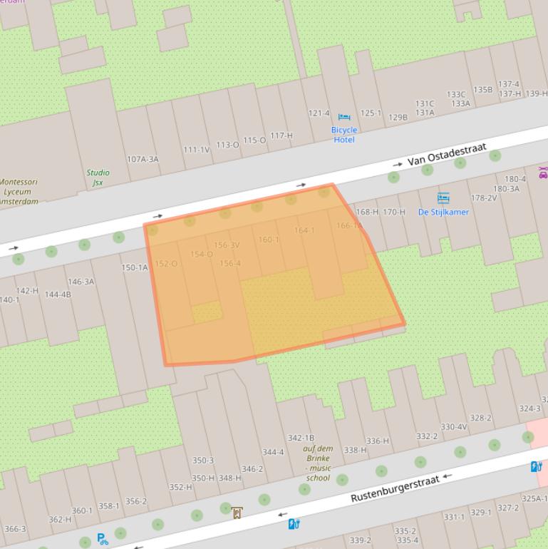 Kaart van postcodegebied 1072TG.
