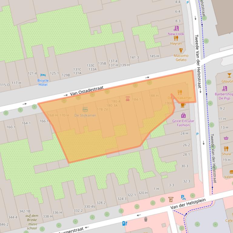 Kaart van postcodegebied 1072TH.