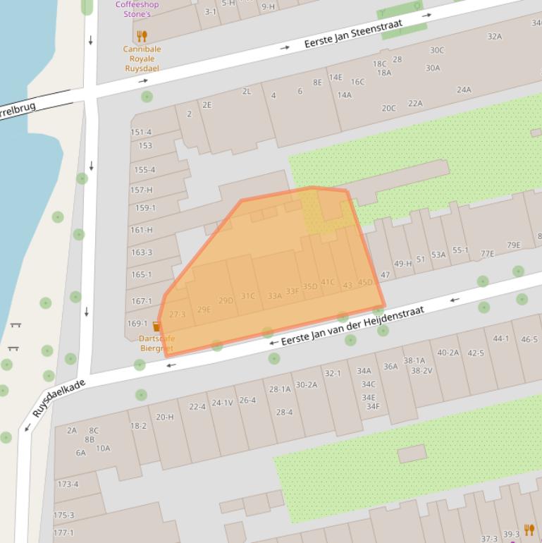 Kaart van postcodegebied 1072TJ.