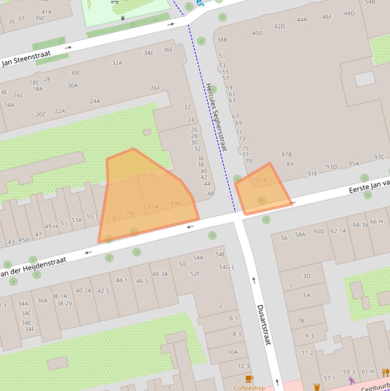 Kaart van postcodegebied 1072TL.