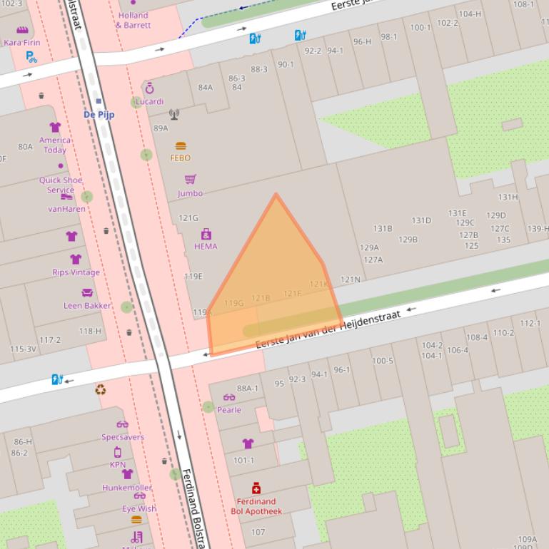 Kaart van postcodegebied 1072TP.