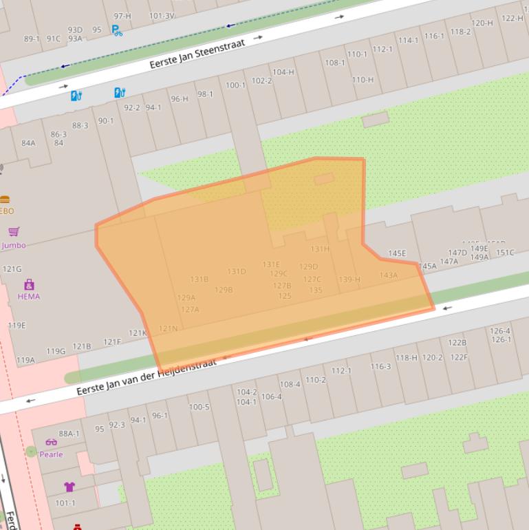 Kaart van postcodegebied 1072TR.