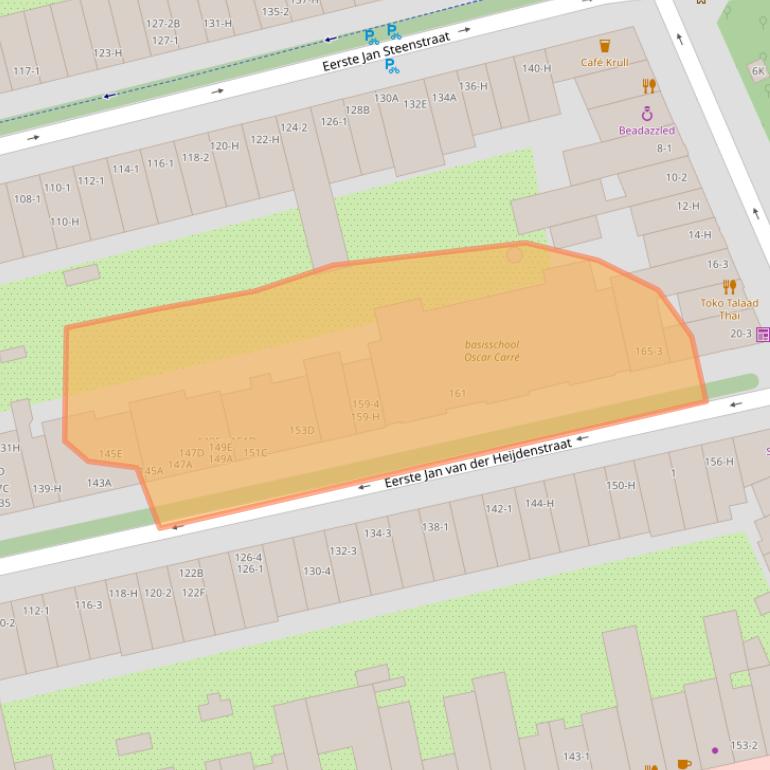 Kaart van postcodegebied 1072TS.