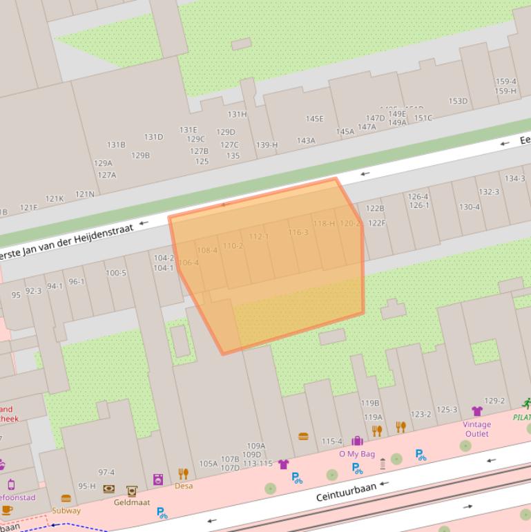 Kaart van postcodegebied 1072VB.