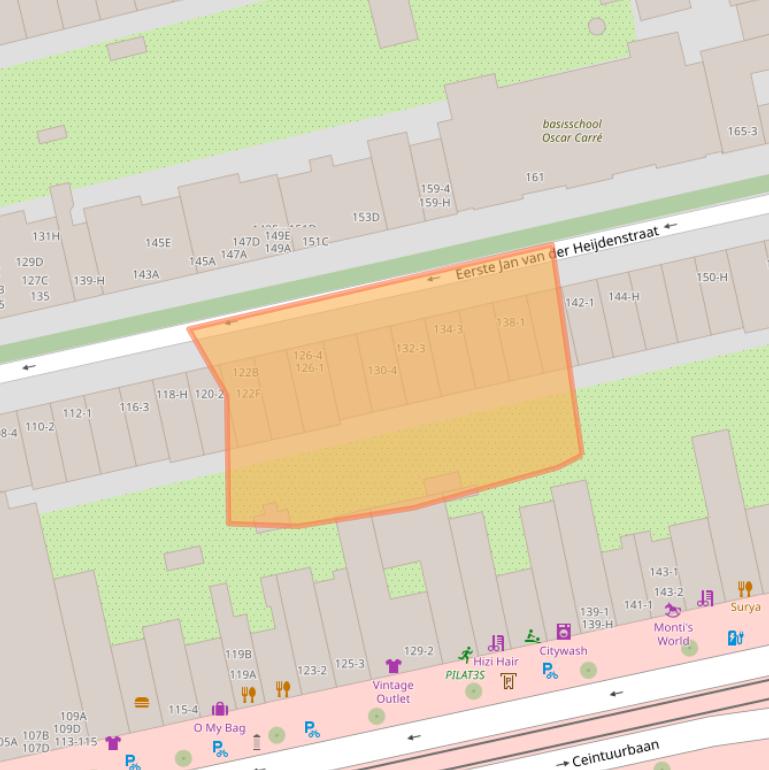 Kaart van postcodegebied 1072VC.