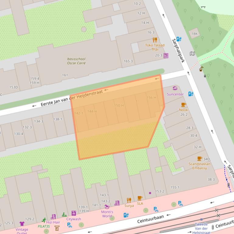 Kaart van postcodegebied 1072VD.