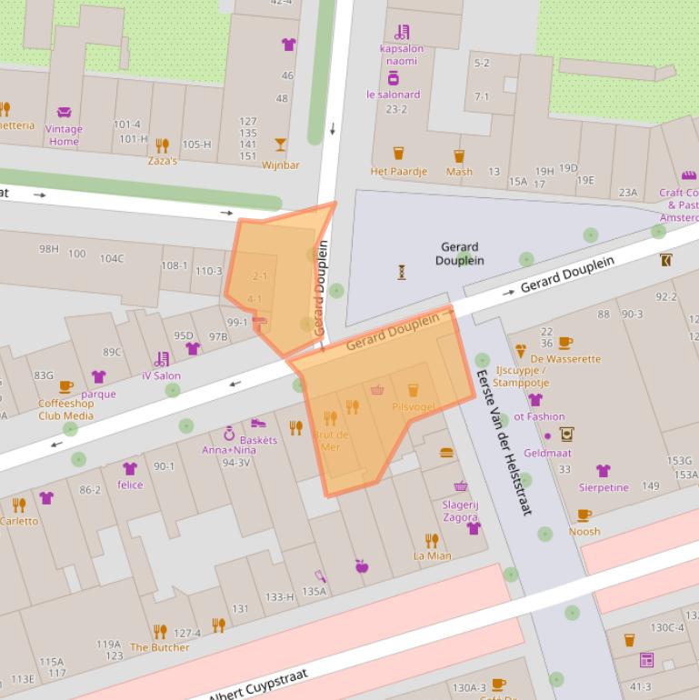 Kaart van postcodegebied 1072VE.