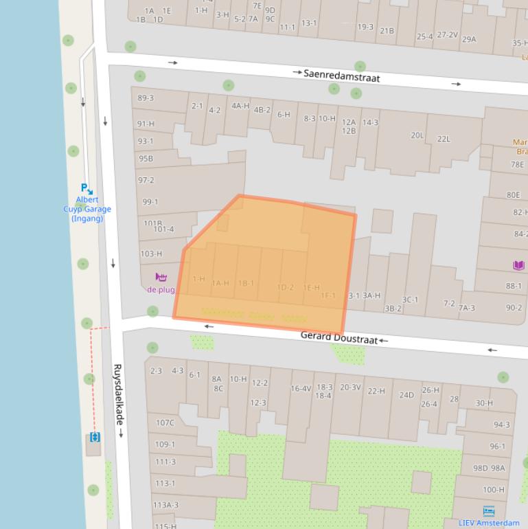 Kaart van postcodegebied 1072VG.