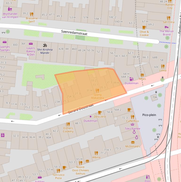 Kaart van postcodegebied 1072VK.