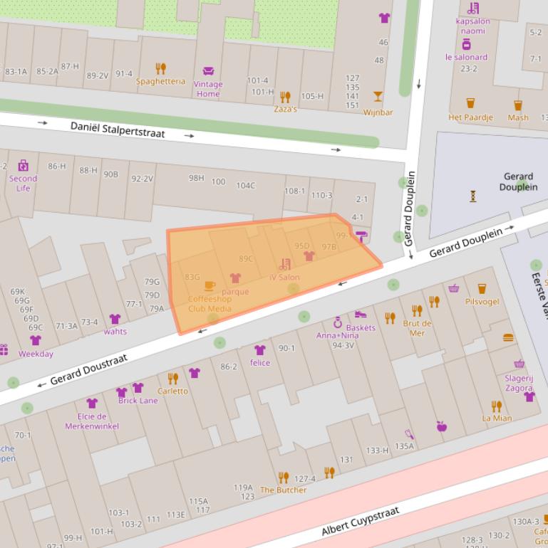 Kaart van postcodegebied 1072VN.