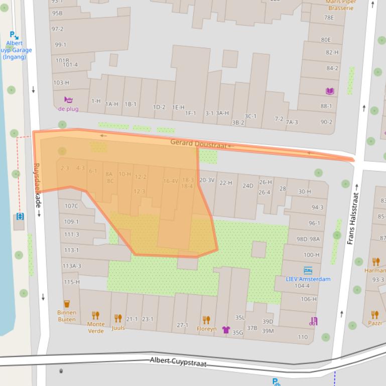 Kaart van postcodegebied 1072VP.