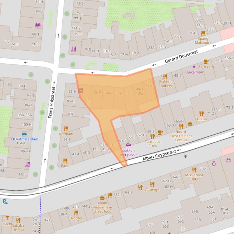 Kaart van postcodegebied 1072VS.