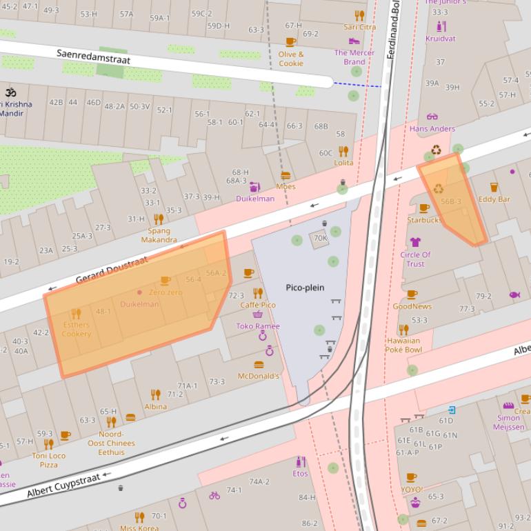 Kaart van postcodegebied 1072VT.