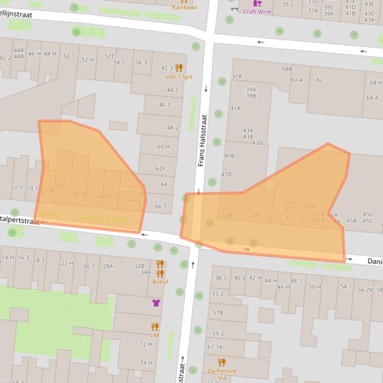 Kaart van postcodegebied 1072XA.